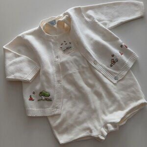 JACADI Cream Cotton & Cotton Velour Jumper & Cardigan 2pc set